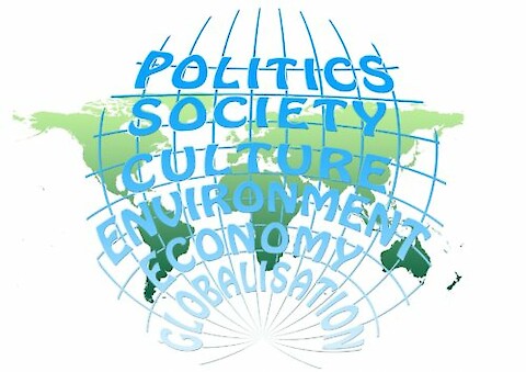 Different dynamics affect the relationship between the environment and society. (âGlobalization Policy Society Culture Environmentâ by geralt from Pixabay is licensed under CC0.)