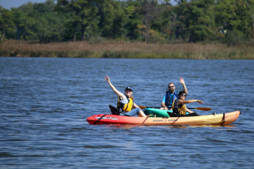 Heath, Katie May, and me kayaking in Marshy Creek. Photo credit: Sky Swanson.