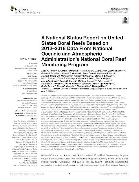 A National Status Report on United States Coral Reefs Based on 2012–2018 Data From National Oceanic and Atmospheric Administration’s National Coral Reef Monitoring Program (Page 1)