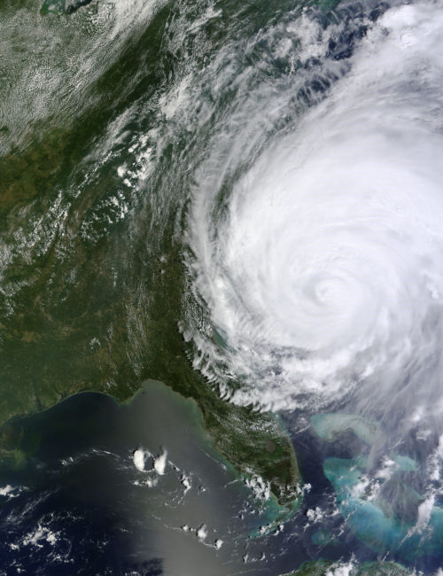 Hurricane Irene approaches the Carolinas, 2011. Photo credit: NASA/GSFC/Jeff Schmaltz/MODIS Land Rapid Response Team.