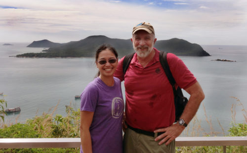 Vanessa Vargas-Nguyen and Bill Dennison at the overlook of the Samae San islands. Photo credit: Vanessa Vargas-Nguyen