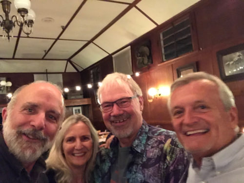Bill Dennison, Hedy Carpenter, Bruce Nyden, and Bob Carpenter celebrating Susan,  life. Photo credit: Bill Dennison.