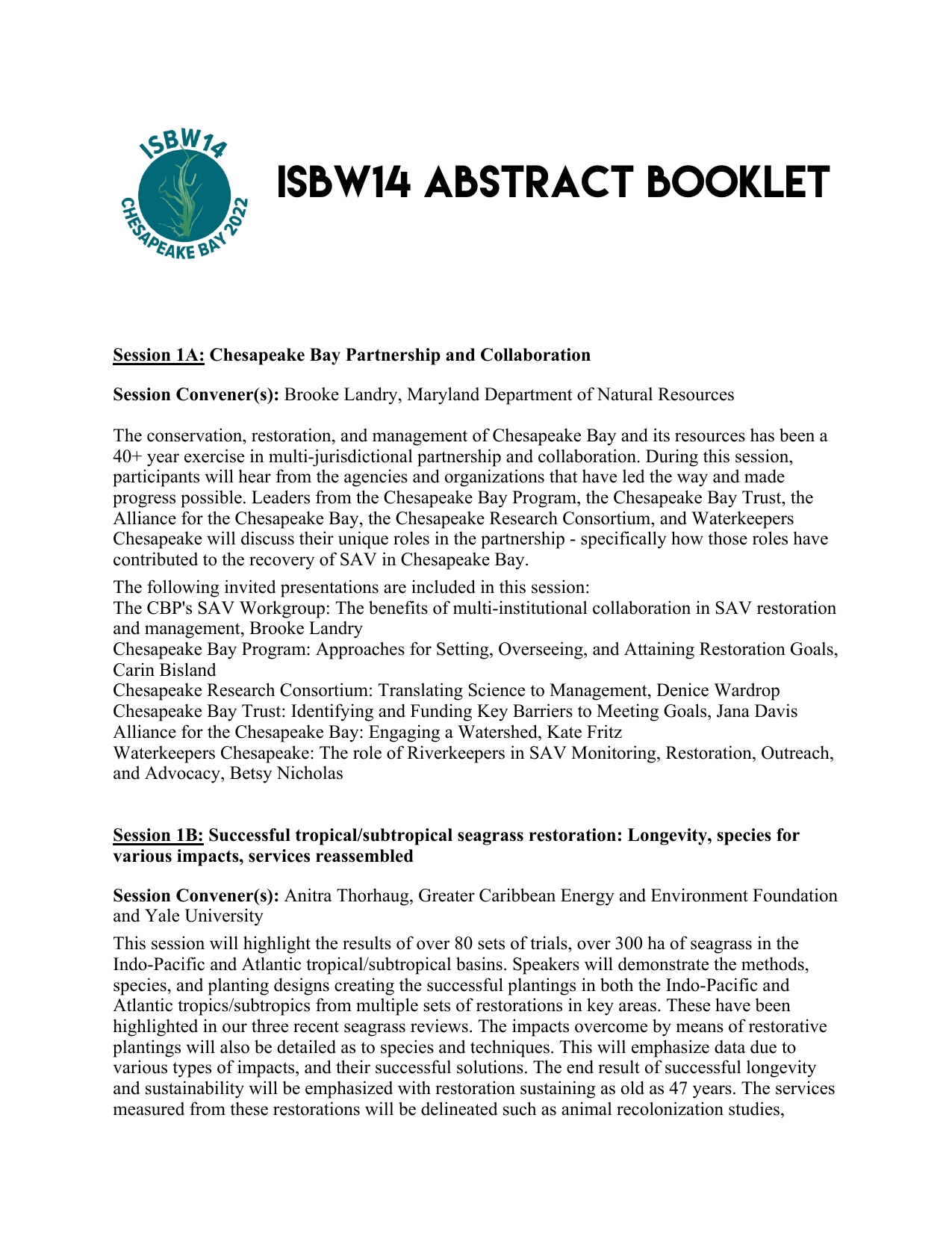 ISBW14 Abstract Book Publications Integration and Application Network