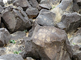Petroglyphs of hands at Petroglyph National Monument in Albuquerque, NM