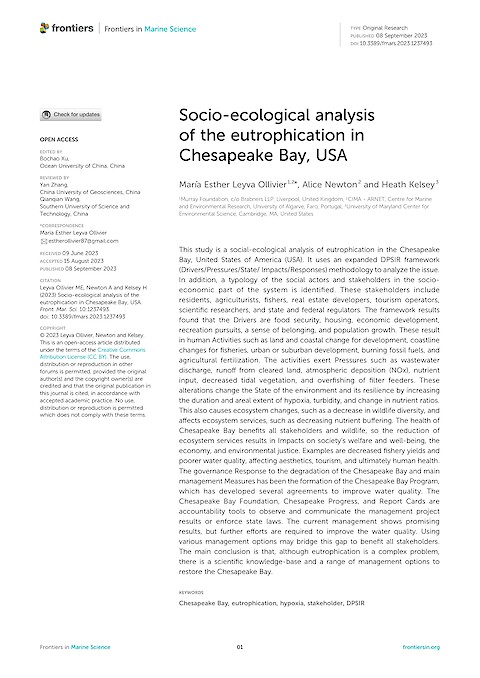 Socio-ecological analysis of the eutrophication in Chesapeake Bay, USA (Page 1)