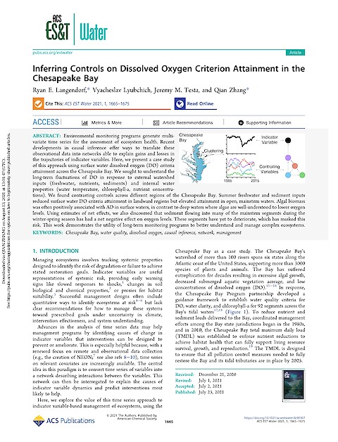 Inferring Controls on Dissolved Oxygen Criterion Attainment in the Chesapeake Bay (Page 1)