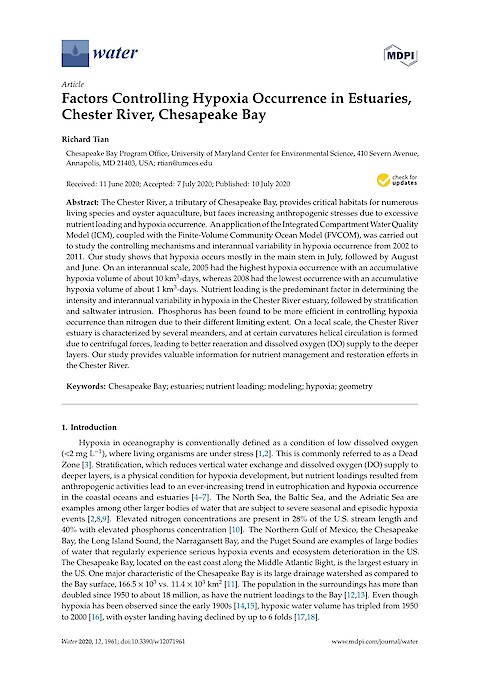 Factors Controlling Hypoxia Occurrence in Estuaries, Chester River, Chesapeake Bay (Page 1)