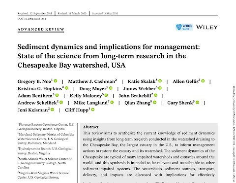 Sediment dynamics and implications for management: State of the science from long-term research in the Chesapeake Bay watershed, USA (Page 1)