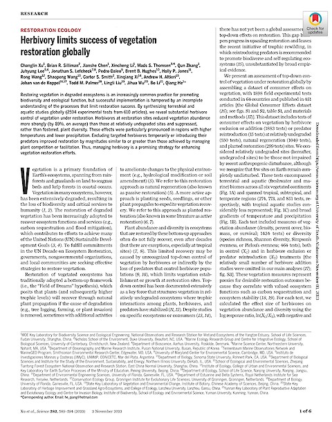Herbivory limits success of vegetation restoration globally (Page 1)