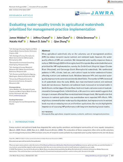 Evaluating water-quality trends in agricultural watersheds prioritized for management-practice implementation (Page 1)