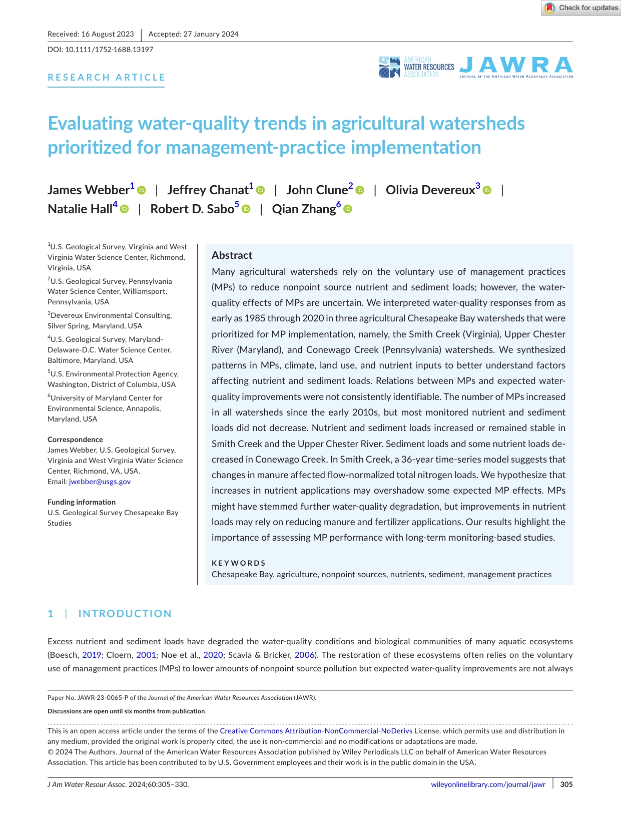 Evaluating water-quality trends in agricultural watersheds prioritized ...