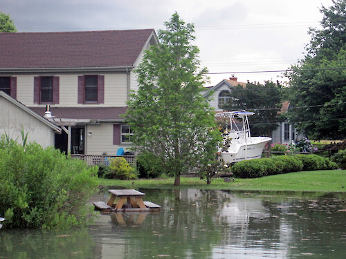 Flooded property in a coastal Maryland neighborhood.