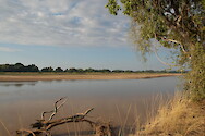 The Luangwa River looking south at South Luangwa National Park, Zambia.