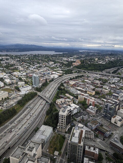 Aerial shot of Seattle, WA with green spaces to keep the areas cool. Photo by Ronita Sequeira.