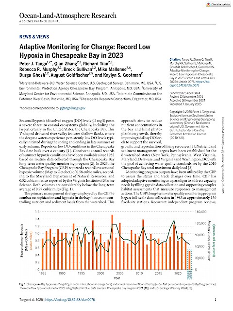 Adaptive monitoring for change: Record low hypoxia in Chesapeake Bay in 2023 (Page 1)