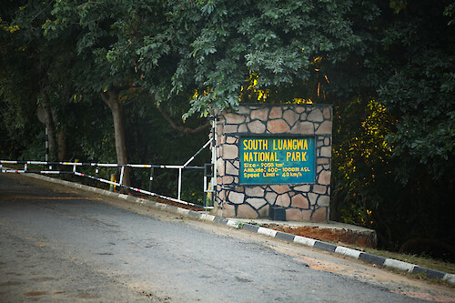 Entrance sign to South Luangwa National Park, Zambia.