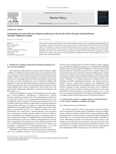 Contributing to sustainable development pathways in the South Pacific through transdisciplinary research: Conference report (Page 1)