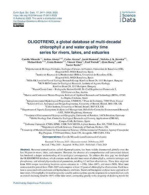 OLIGOTREND, a global database of multi-decadal chlorophyll a and water quality time series for rivers, lakes, and estuaries (Page 1)