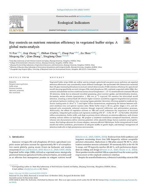 Key controls on nutrient retention efficiency in vegetated buffer strips: A global meta-analysis (Page 1)