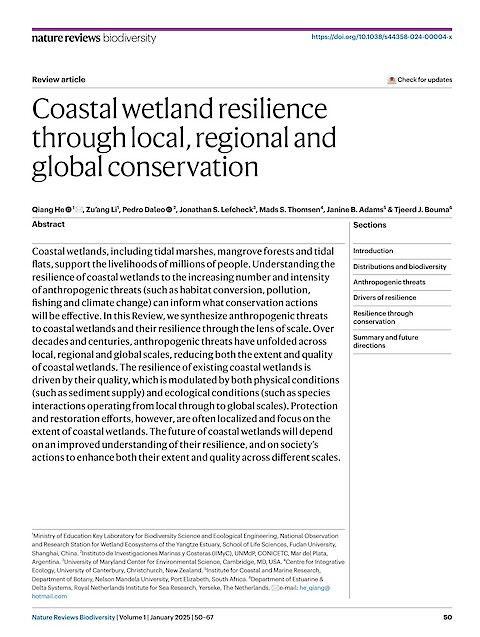 Coastal wetland resilience through local, regional and global conservation (Page 1)