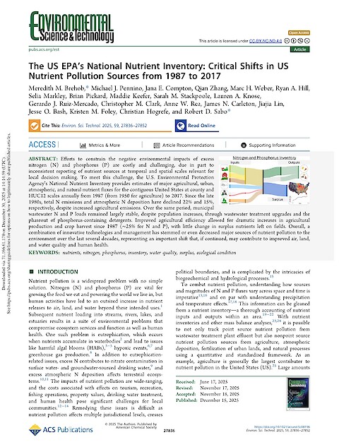 The US EPA’s National Nutrient Inventory: Critical Shifts in US Nutrient Pollution Sources from 1987 to 2017 (Page 1)