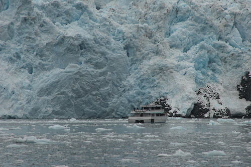 Close-up of the Holgate Glacier in Kenai Fjords National Park, Alaska.