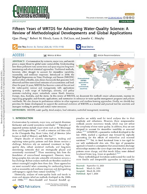 Fifteen years of WRTDS for advancing water-quality science: A review of methodological developments and global applications (Page 1)