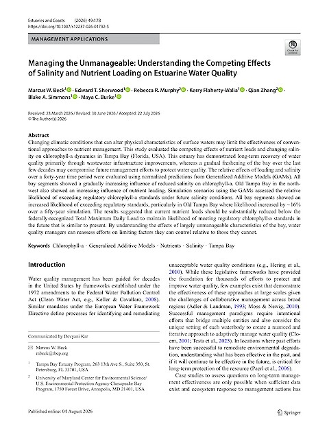Managing the unmanageable: Understanding the competing effects of salinity and nutrient loading on estuarine water quality (Page 1)